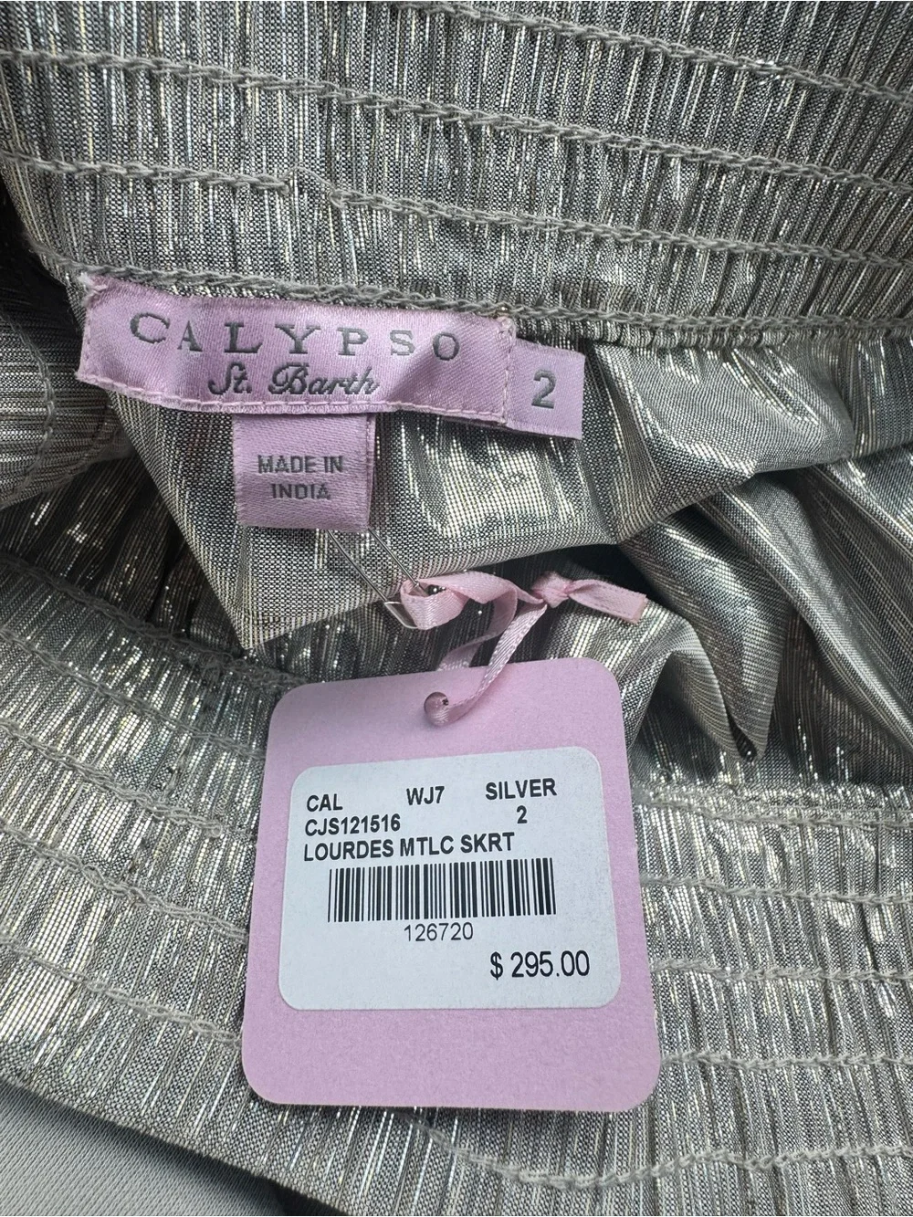 NWT Calypso St. Barth Lourdes Champagne Metallic Parachute Skirt Size 2